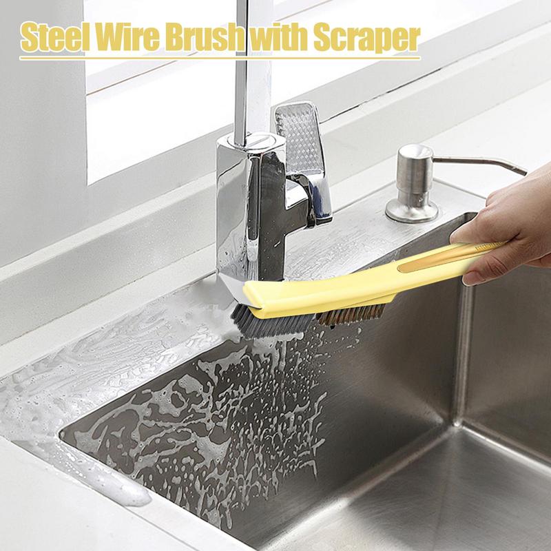 Home Bathroom Gadgets - Steel Wire Brush With Scraper Bathroom