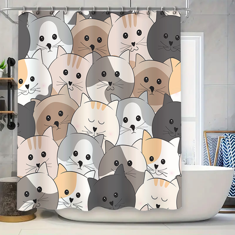 Adorable Cat Pattern Shower Cu - Adorable Home Bathroom Ideas recension och pris