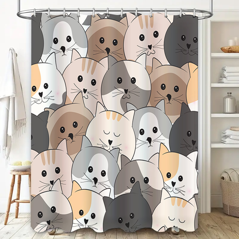Adorable Cat Pattern Shower Cu - Adorable Home Bathroom Ideas recension och pris