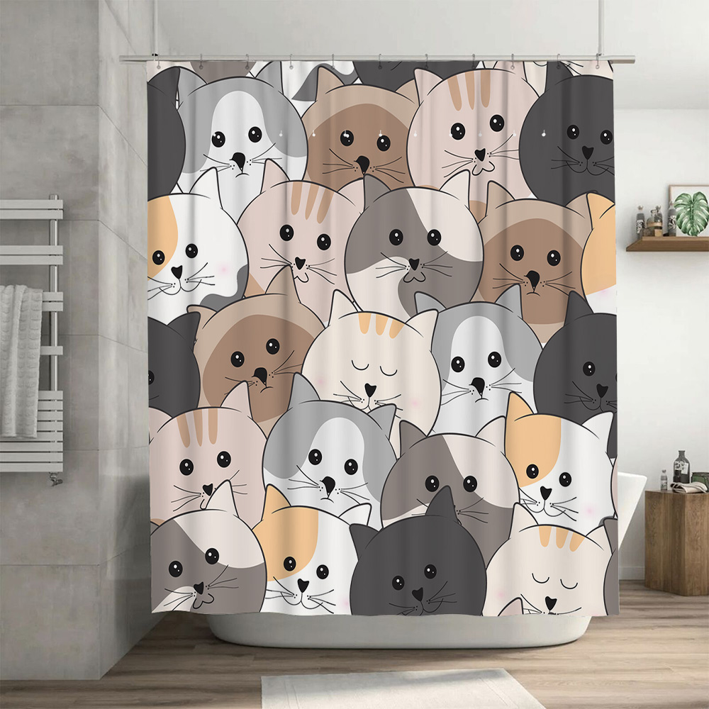 Adorable Cat Pattern Shower Cu - Adorable Home Bathroom Ideas recension och pris