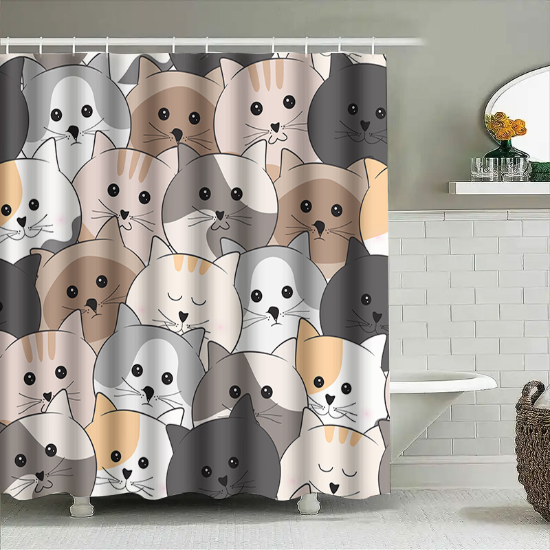 Adorable Cat Pattern Shower Cu - Adorable Home Bathroom Ideas recension och pris