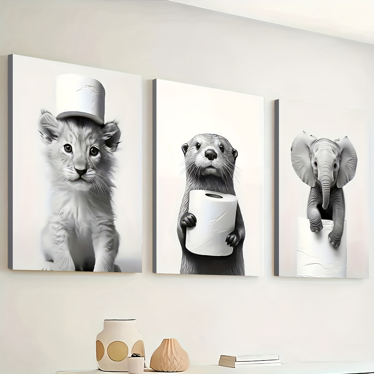 3PCS Framed Canvas Painting Re - Home Bathroom Pictures recension och pris