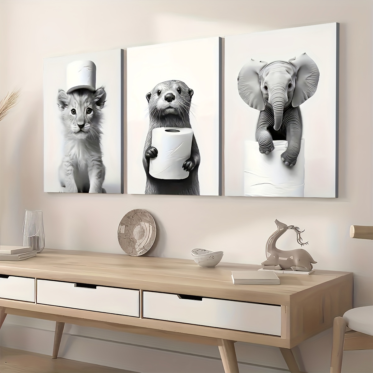 3PCS Framed Canvas Painting Re - Home Bathroom Pictures recension och pris